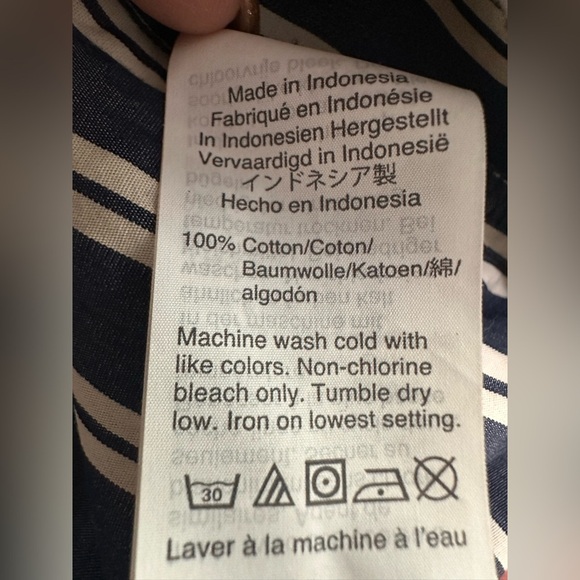 J.CREW Navy Blue Striped 100% Cotton Button-Up Shirt Size 8‎ - Picture 9 of 10